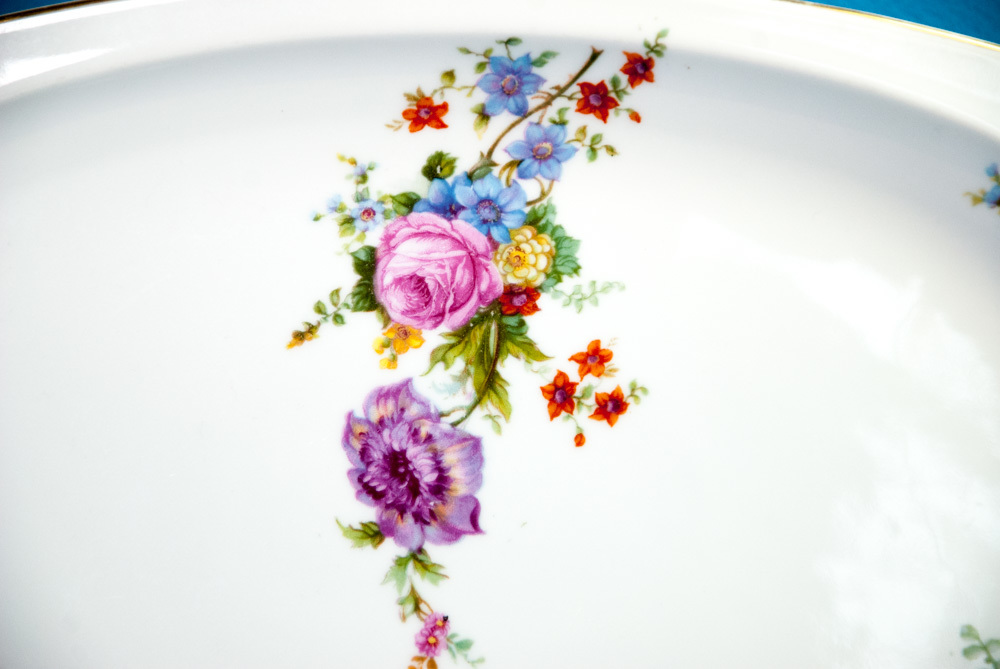 Epiag Floral Platter 13" x 9" Czechoslovakia China Used Item image 3