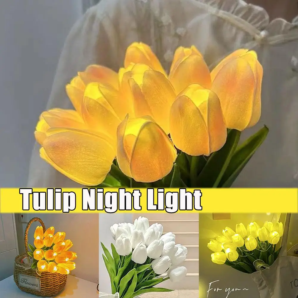 Artificial Tulip Lights LED Table Lamp Wedding Valentines For Home Party Living - £12.84 GBP+