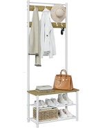 Aepoalua Hall Tree With Bench And Shoe Storage, 3-In-1 Coat Rack, White/... - £57.39 GBP