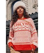 Aerie Flurry Oversized Cool Vibes Crew Sweater Starburst Orange Women's ... - $34.30