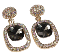 NEW Earrings Bling Gray AB Crystal Gold Elegant Wedding Formal Prom Pageant - $12.19