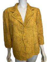 NWT Coldwater Creek Gold Allover Embroidered Lined 3/4 Sleeve Open Jacket Sz XL - £37.25 GBP
