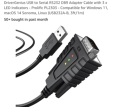 DriverGenius USB to Serial RS232 DB9 Adapter Cable with 3 x LED Indicators - ... - £11.01 GBP