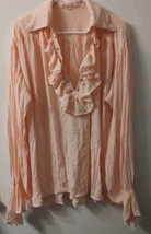 Women&#39;s Pink Long Sleeve Ruffled Blouse Size XL - £7.72 GBP