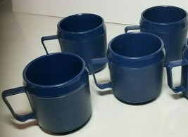 Lot Of 4 Therma Systems Plastic Therma-Mugs Navy Made In USA 3-1/2”  - £23.73 GBP