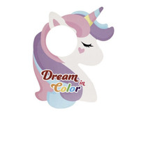 UNICORN Dream In Color Door Knob Hanger Sign Unicorn Shaped Kids Childrens New! - £13.43 GBP