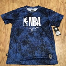 NBA blue digital splatter youth size 18-20 short sleeve  Polyester pull over - £13.13 GBP