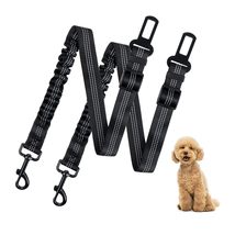 Wagably Reflective Bungee Dog Seatbelt Set of 2 with Hook, Adjustable Heavy Duty - $8.99