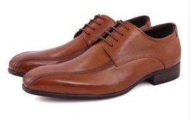 Customize Men Pairs Of Shoes In Tan Color Derby Style Real Leather Formal Shoes - £100.75 GBP