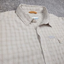 Columbia Shirt Men Small Tan Plaid Omni-Shade Sun Protection Fishing Outdoor - £13.42 GBP
