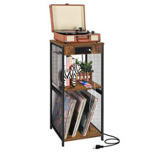 3-Tier Record Player Stand Storage Rack Turntable W/Usb Ports Nightstand Table - £71.12 GBP