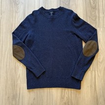 J Crew Navy Speckle Sweater LT Large Tall 80% Lambswool 20% Nylon Elbow ... - $49.49