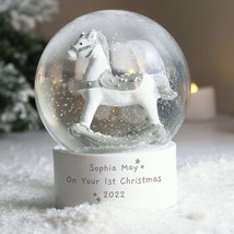 Personalised Any Message Rocking Horse Glitter Snow Globe - Christmas Gl... - $15.99