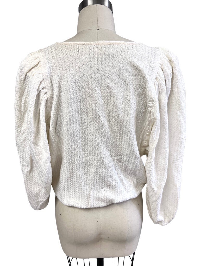 Retro Vintage 80s Women Sweater Ivory Cotton 80s Huge Sleeves Details M Item image 5