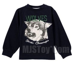 NWT GYMBOREE Wolves State Champs Printed Tee T-Shirt Long Sleeve Boy Nav... - $14.99