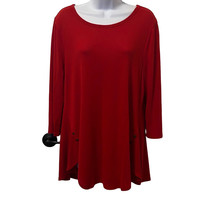 Lane Bryant Women&#39;s 10/12 Red Three Quarter Sleeve Button Detail Sweater... - $12.19