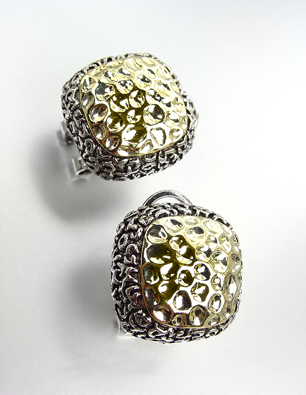 NEW Designer Style Balinese Gold Texture Silver Filigree Omega Latch Earrings - £17.57 GBP