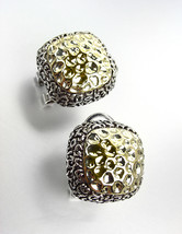 NEW Designer Style Balinese Gold Texture Silver Filigree Omega Latch Earrings - $21.99