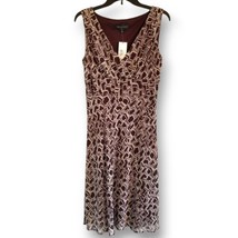 Connected Apparel Size 10 Women&#39;s Brown Ivory Geometric Sleeveless Dress - £32.38 GBP