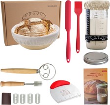  Bread Baking Supplies 34oz Glass Sourdough Starter Kit 9 inch Sourdoug - £66.89 GBP