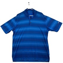 Nike Fit Dry Golf Polo Shirt Men’s Large Blue Striped 3 Buttons Short Sl... - £15.01 GBP