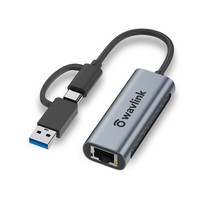 WAVLINK USB to 2.5G Ethernet Adapter, 2-in-1 USB C/USB 3.0 Ethernet Adap... - £33.32 GBP