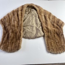 Faux Fur Shawl Wrap Vintage Brown Pockets Fancy No Tags Monogram LFR  No... - £50.56 GBP