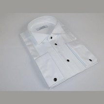 Mens CEREMONIA Tuxedo Formal Shirt 100% Cotton Turkey Slim Fit #stn 13 ATD White image 7