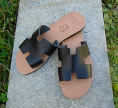 Women&#39;s Handmade Greek Leather Slide Sandals - £36.05 GBP+