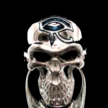 Sterling silver ring Eye of Ra on Grinning Skull ancient Egypt symbol Horus in B - £95.90 GBP