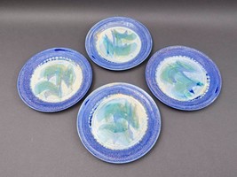 Edgecomb Potters USA Blue Green Glazed Porcelain Salad Plate Set Of 4 - $239.99
