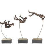 Bronze Art Sculpture Home Decoration 3 Decorative Statues Pole Vaulters  - $1,340.67 MXN