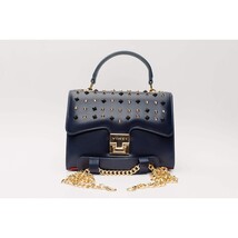 The Infanta Navy Blue Spike Leather Handbag image 5