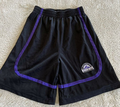 Colorado Rockies Baseball Boys Black Purple Athletic Shorts 10-12 - £9.56 GBP