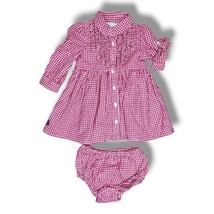 Vintage Ralph Lauren Baby Girl 6m Dress Set W Bloomers Diaper Covers Gingham (h) - £15.14 GBP