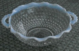 Anchor Hocking Moonstone Opalescent Hobnail 6&quot; 2 Handled Round Crimped Bowl - £19.71 GBP