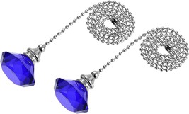 Uxcell 20&quot; Ceiling Fan Pull Chain, Blue 2 Pc., Decorative Crystal Fan Pu... - £32.96 GBP