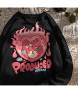 Flame  Print Crewneck Sweatshirt Women Cute Hoodies Oversized Harajuku P... - £70.70 GBP