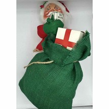 Annalee Mobilitee 18&quot; Santa w/Book &amp; Green Burlap Sack #5505 Vintage with Tag - £26.80 GBP