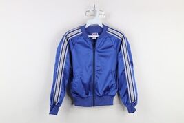 Vintage 90s Boys Medium Striped Full Zip Soccer Warm Up Track Jacket Blu... - $55.14 CAD