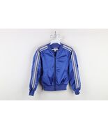 Vintage 90s Boys Medium Striped Full Zip Soccer Warm Up Track Jacket Blu... - $55.12 CAD