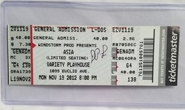 ASIA (THE BAND)  - ORIGINAL 2012 UNUSED WHOLE FULL CONCERT TICKET - $281.87 MXN