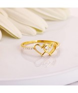 Beautiful 14K Gold Twin Hearts Diamond Ring | Elegant Jewelry for Eterna... - £146.60 GBP