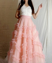 BLUSH PINK Fluffy Layered Tulle Maxi Skirt Custom Plus Size Ball Gown Skirt image 2