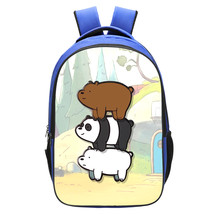 WM We Bare Bears Kid Child Backpack Daypack Schoolbag Blue Type A - £16.07 GBP