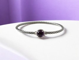 David Yurman 925 Silver Cable Chatelaine Amethyst Bangle Petite Bracelet... - €190,69 EUR