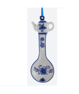 KURT S. ADLER PORCELAIN DELFT BLUE SPOON w/ TEAPOT HANDLE CHRISTMAS ORNA... - $10.98 CAD