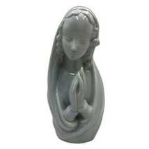 Vintage MCM Praying Virgin Mary Madonna Figurine Blue White Religious Décor  - $33.64