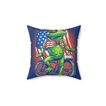 Patriot Frog USA American Bicycle Rider Graphic Spun Polyester Square Pillow - £35.35 GBP+