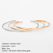 JUJIE 2MM/4MM/6MM Minimalist Stainless Steel Bangle For Women Simple Charm Engra - £10.49 GBP